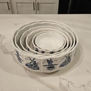 Antique Vintage Delft Rosenthal Nesting Bowls 1598/3 GERMANY 29 Nautical